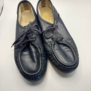 Vintage SAS Navy Leather Moc Toe Comfort Shoes Womens Orthopedic Walking USA